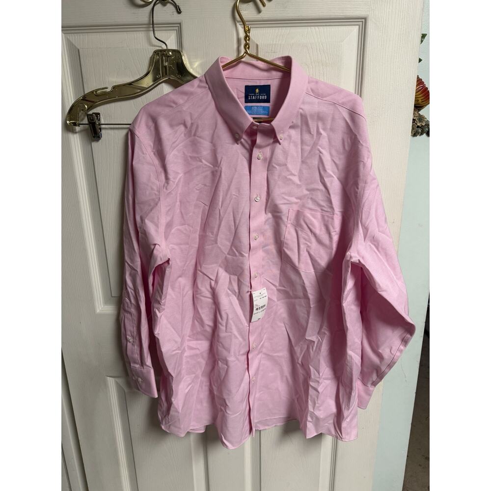 Mens Pink STAFFORD Coolmax Dress Shirt -32/33 XL 17-17.5 New